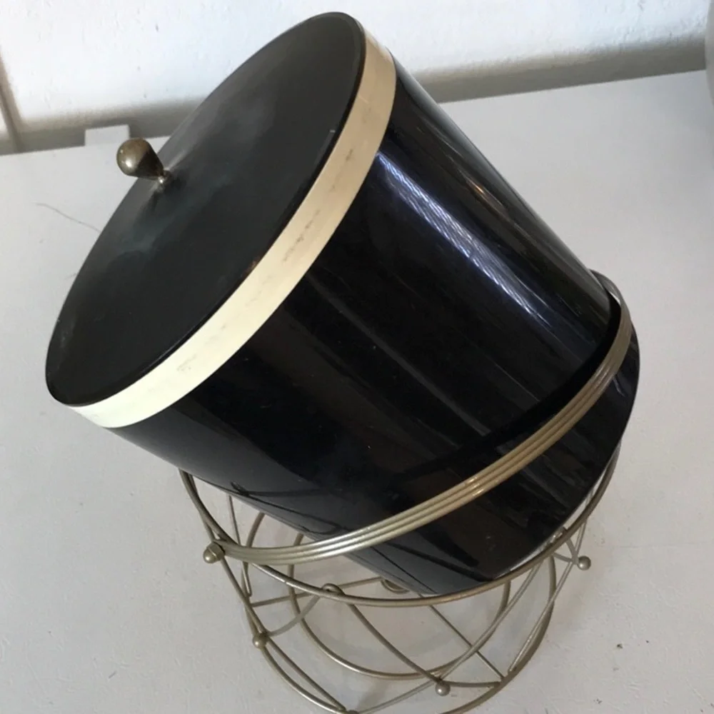 Thermos Insulated Ice Tub Mid Century Modern Ice Bucket Removable Holder